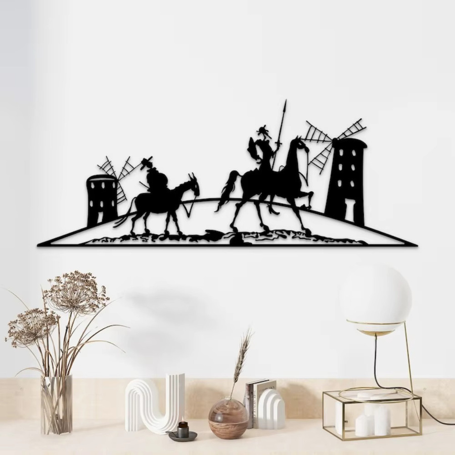CIFBUY Don Quijote Silhouette Metall-Wandkunst in Schwarz als literarische Dekoration für dein Zuhause - Bild 2