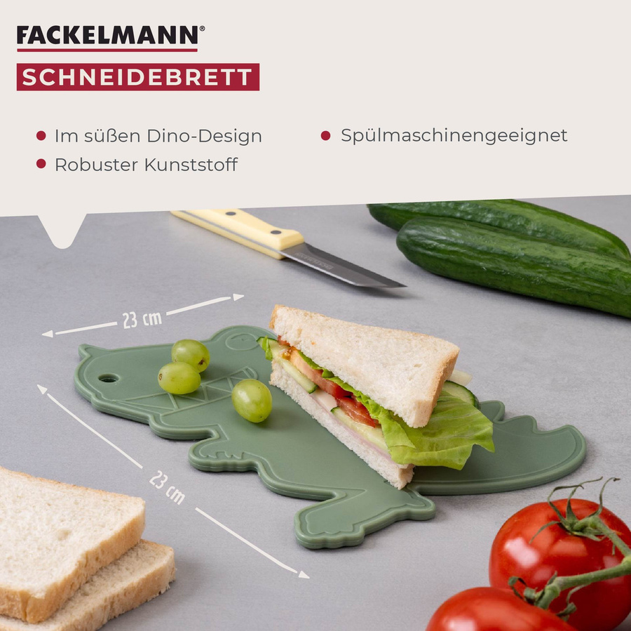 Fackelmann Kinder Schneidebrett Mini Cooking Dino in Grün - Bild 3