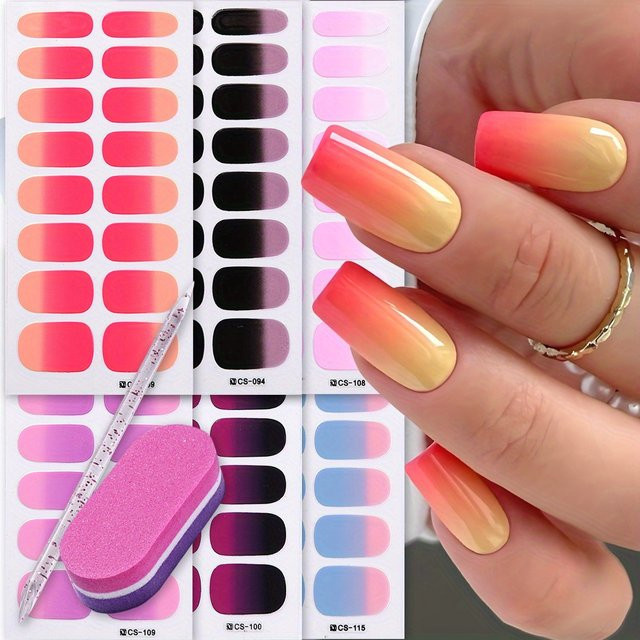 SWEET TREND Nagellack Aufkleber Ombre, 6 Stück, Rosa Blau, Glänzend - Bild 1