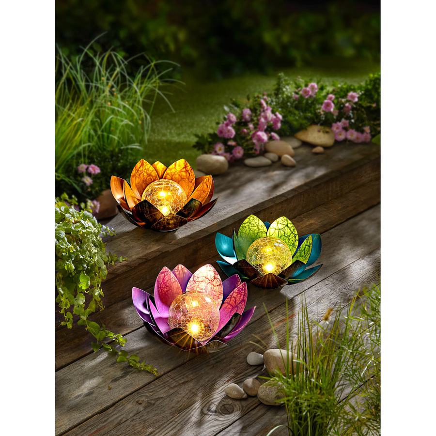 Solar-Lotusblume von viva domo aus Metall in Türkis und Multicolour - Bild 1