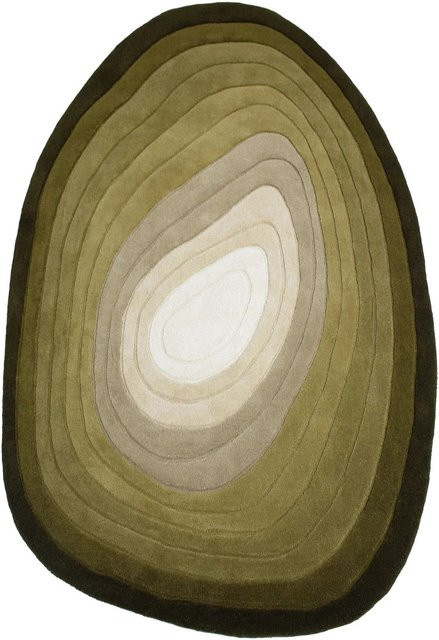 Flair Rugs Wollteppich Puddle Wool in Grün mit High-Low-Effekt, Handgetuftet, B: 200 cm, T: 290 cm - Bild 1