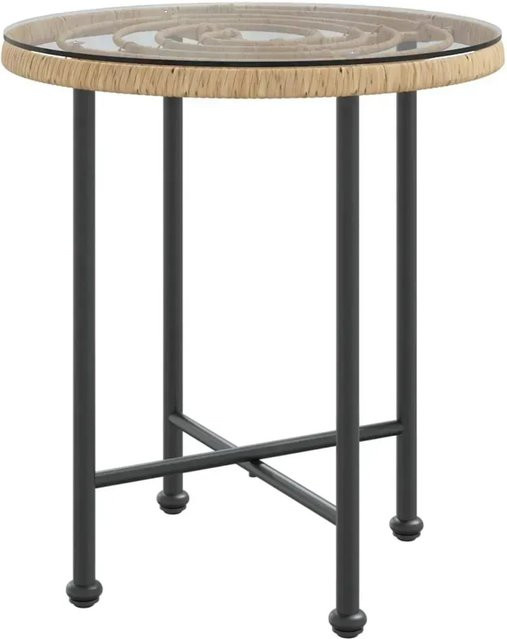 vidaXL Esstisch für Garten und Terrasse aus Hartglas und Stahl in Braun und Transparent, Durchmesser: 50 cm - Bild 1