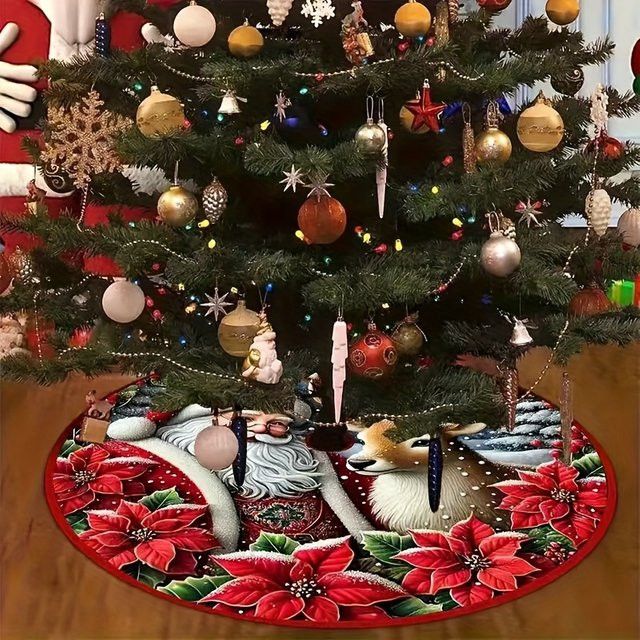 VIKAMA Weihnachtsbaumkleid mit Weihnachtsmann und Rehkitz-Design in Multicolor - Bild 1