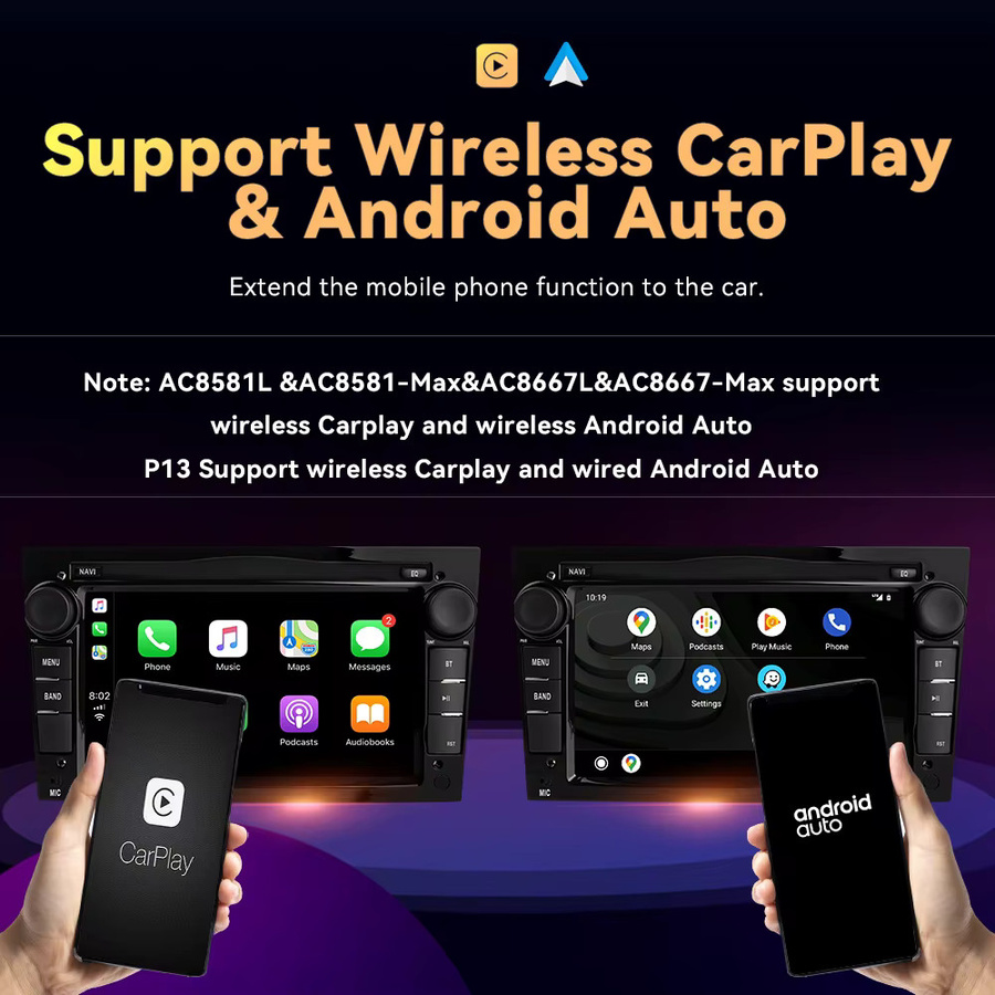 XONRICH Android 14 Autoradio mit 8GB RAM und 128GB Speicher, Wireless CarPlay und GPS-Navigation, Schwarz, passend für Opel Astra H G J, Antara, Vectra C B, Vivaro, Corsa C D und Zafira B - Bild 2