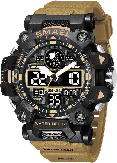 SMAEL Herren Digitaluhr, Quarz, Kunststoff, beige, 42 mm - Bild 1