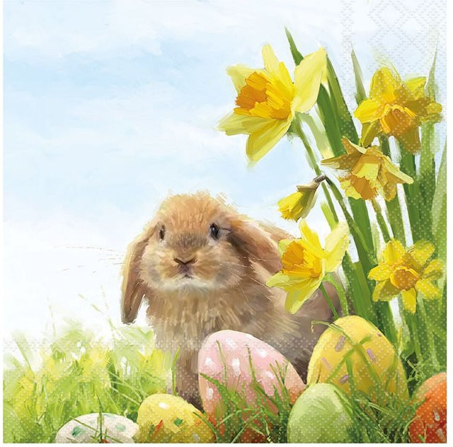 Serviette Hase Fluffy von ambiente für Ostern, Papier, Breite: 33,0 cm, Höhe: 33,0 cm - Bild 1