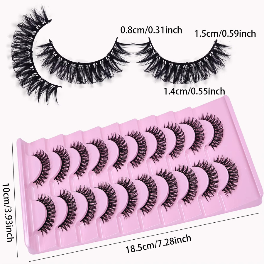 JIEFUXIN Russische Strip-Wimpern, D-Curl, Black, 10 Paar, Unisex - Bild 4