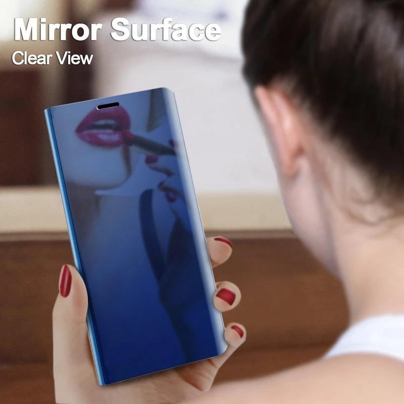 Magnetische Spiegel Klapphülle in Blau für OPPO Find X5 X3 Pro Reno 5 Lite 6 Pro und weitere Modelle - Bild 1