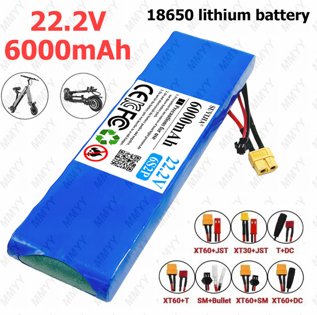 SUYIJIA Lithium-Ionen-Akku 22,2 V 6S2P 6000 mAh mit 20 A BMS in Blau für Elektromotorräder und Campingausrüstung - Bild 1