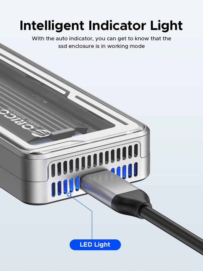 ORICO USB4 M.2 SSD-Gehäuse mit Lüfter, 40 Gbit/s, PCIe 4.0 NVMe, Aluminium, Silber, kompatibel mit Thunderbolt 3/4 und Mac, unterstützt bis zu 8 TB - Bild 3