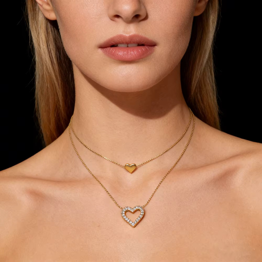 JeeMango Halskette, Edelstahl, Gold, Zirkonia, Herz-Anhänger, Damen - Bild 2