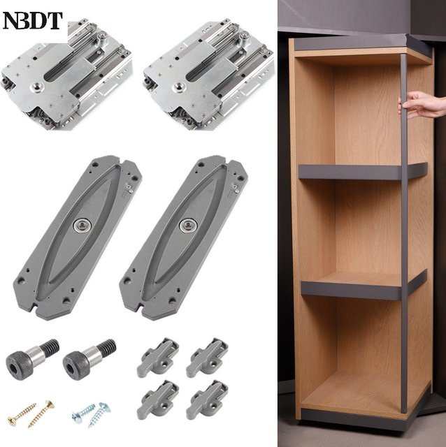 NBDT Set quadratische Schrankscharniere mit 360 Grad Schwenkfunktion und Dämpfung, vernickelt - Bild 1