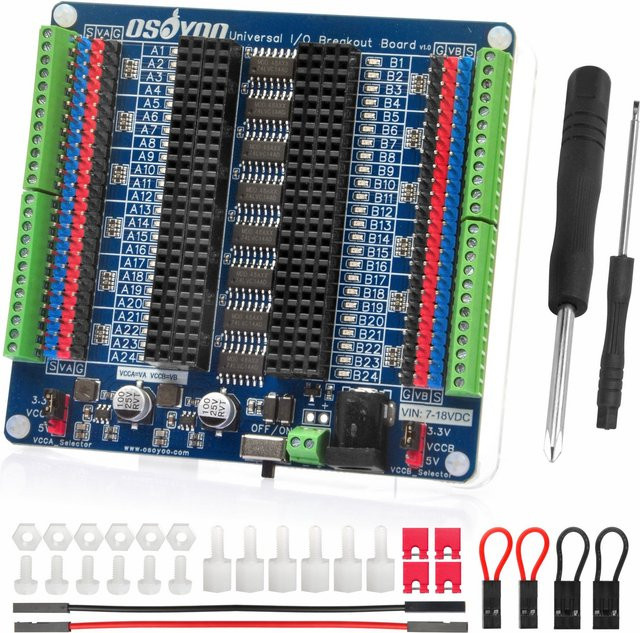 OSOYOO Universal IO Breakout Board Blau – GPIO-Erweiterungs- und Debugging-Plattform für Arduino Nano, ESP32, ESP8266 NodeMCU und Raspberry Pi - Bild 1