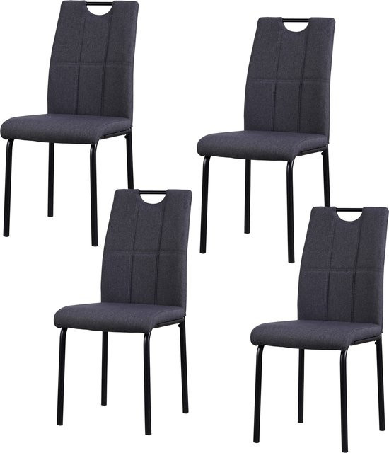 HTI-Living Stuhl Denton 4er-Set mit grauem Stoffbezug und Metallgestell - Bild 1