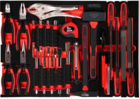 KS Tools Werkzeugset mit Zangen, Hammer und Meißeln in Schaumstoffeinlage, 33-teilig, mehrfarbig