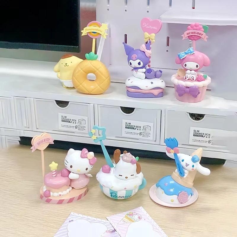Sanrio Dessert Blind Box Sammelfiguren Cinnamoroll Kuromi Hello Kitty aus Kunststoff, mehrfarbig - Bild 2