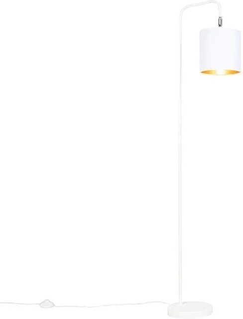 QAZQA Moderne Stehleuchte Weiß und Gold, dimmbar und verstellbar, Höhe: 140,5 cm - Bild 1