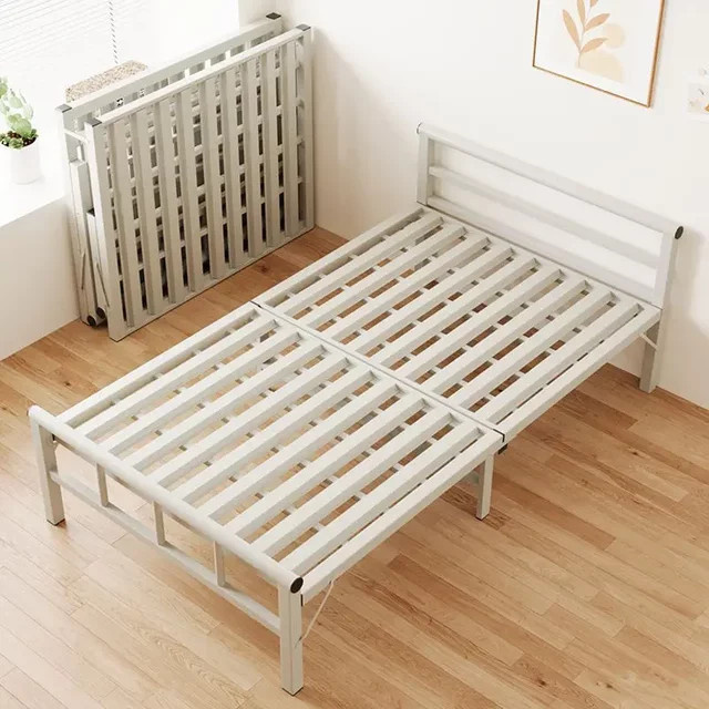 HOUYU Wandmontiertes Klappbett in Weiß, modernes Metall-Gästebett für Erwachsene - Bild 1