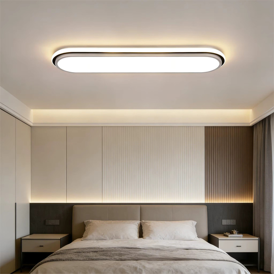 MANVIV LIGHTING Moderne LED-Deckenleuchte in Weiß, Ovaler Linearer Streifenlampen-Stil für Flur und Schlafzimmer, B: 53 cm, T: 38 cm - Bild 2
