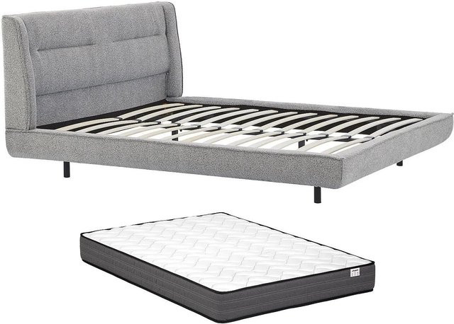 Vente-unique Bettrahmen Isyde in Grau mit Bouclé-Stoff, B/T/H: 162 x 140 x 210 cm - Bild 1