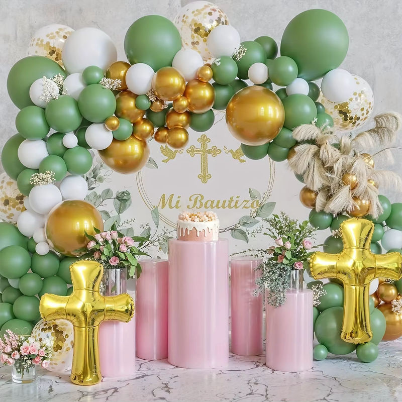 96-teiliges Ballon-Set für die erste Eucharistie mit Kreuz-Ballons und Girlande in Mehrfarbig zur Dekoration von Taufe und Geburtstag - Bild 2