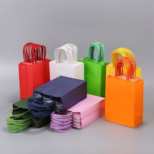 16er Set bunte Kraftpapier Geschenkbeutel für Hochzeit und Party in Mehrfarben - Bild 1