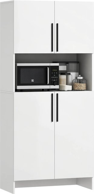 HOMCOM Küchenschrank aus Spanplatte in Weiß mit offenen Regalfächern und Schranktüren, B/T/H: 79 x 40 x 175 cm - Bild 1