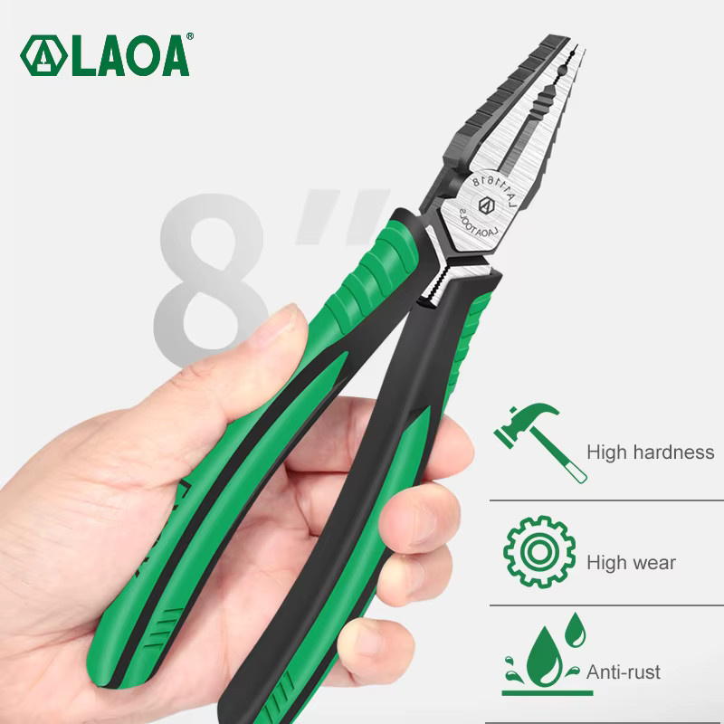 Laoa Kombinationszange aus Chrom-Vanadium mit Spitzzange, Seitenschneider und Drahtschneider für professionelle Elektriker-Arbeiten - Bild 2