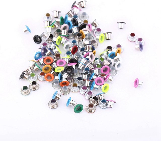 Neoglint 500 Stück Runde Metall Ösen in Grau und gemischten Farben mit 3mm Durchmesser für Scrapbooking und Bastelarbeiten - Bild 1