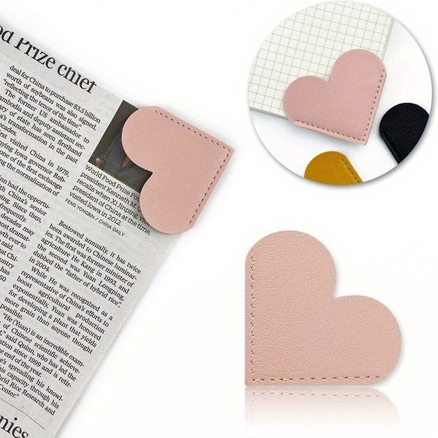 2er-Set handgefertigte Vintage Kunstleder-Eckseitenmarker für Bücher in Grau und Pink - Bild 1