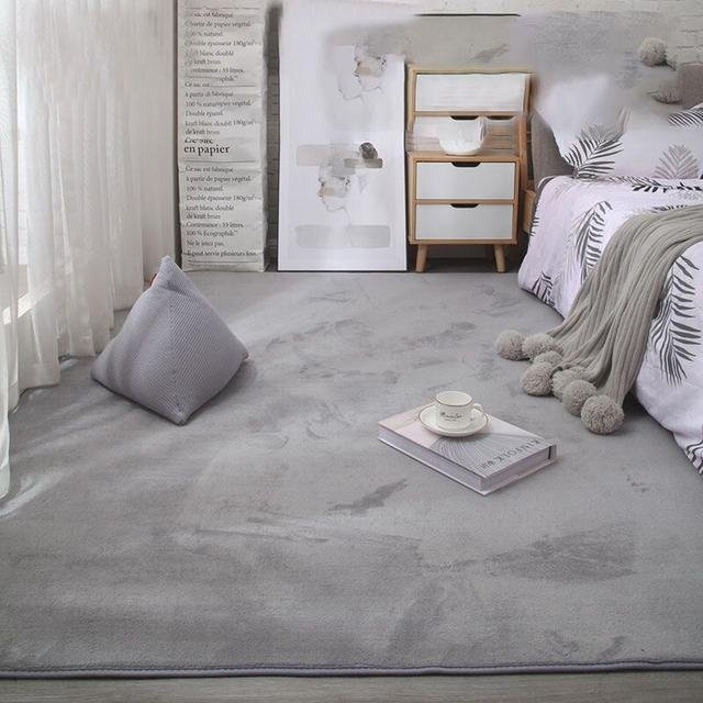 Yiran Furniture Nordic Korallen Samt Teppich in Weiß, weicher Plüschteppich für Wohnzimmer, Schlafzimmer und Kinderzimmer, B x B: 200 x 200 cm - Bild 1