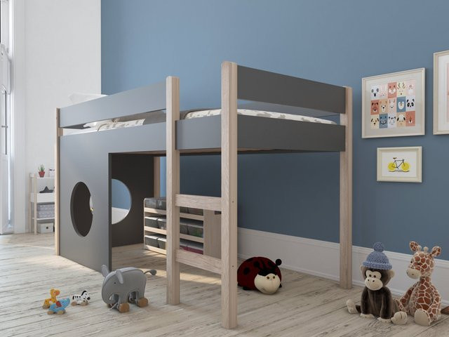 TPFLiving Seitenpaneel Färan 2er-Set grau mit rundem Fenster für das Kinderzimmer, B/H: 90 x 90 cm - Bild 1