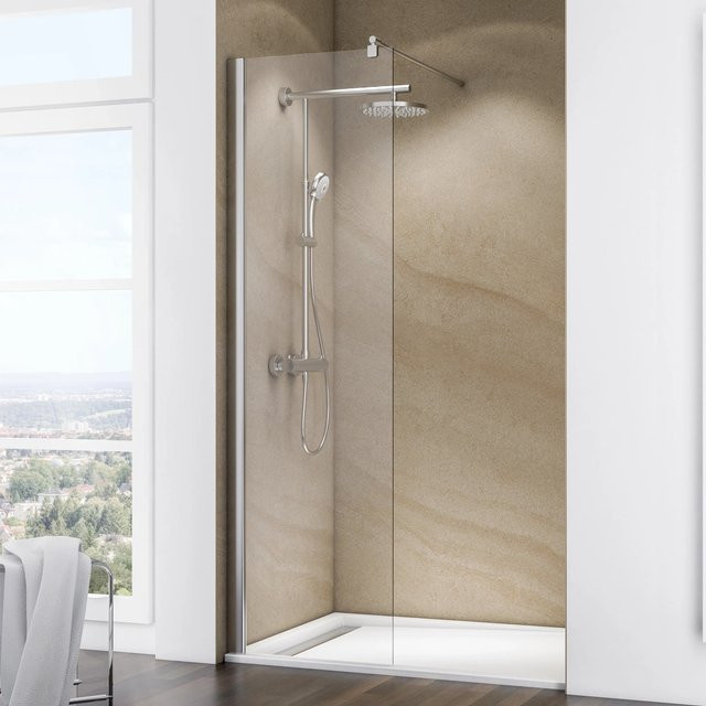 Schulte MasterClass Duschwand Walk-In Ecke, Glas transparent, silberfarben, B: 60 cm, H: 200 cm - Bild 1
