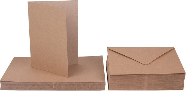 Craft UK Limited Doppelkarten mit Umschlägen aus Kraftpapier in Braun, 50 Stück, B: 18 cm, H: 13 cm - Bild 1