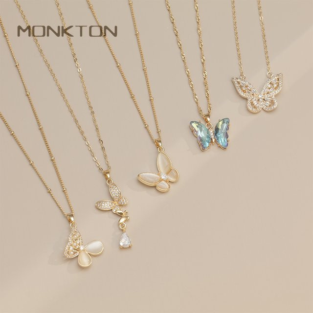 Monkton Halskette, Schmetterling, Kristall, Gold, Damen - Bild 1