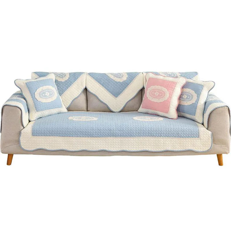 Super Six Gestepptes Baumwoll-Sofakissen mit koreanischer Bestickung, Uni-Design, B/B: 70 x 70 cm - Bild 2