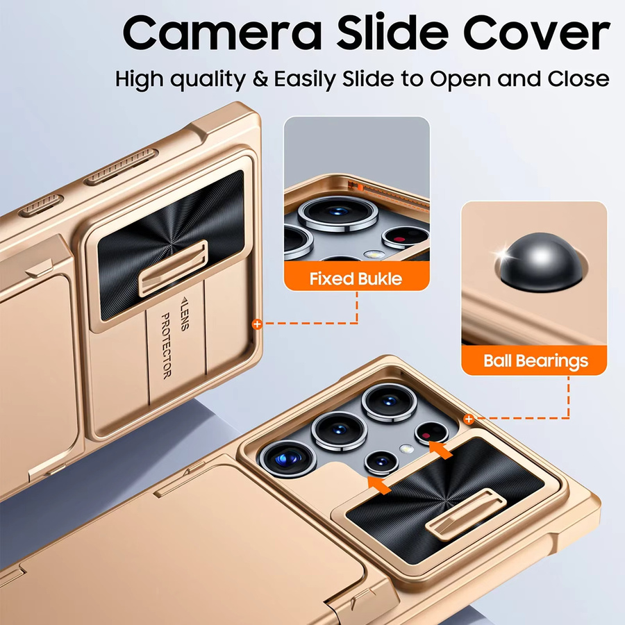 BANGZAO Handyhülle für Samsung S24 Ultra mit vollständiger TPU-Abdeckung und Kameraschutz, Gold - Bild 2