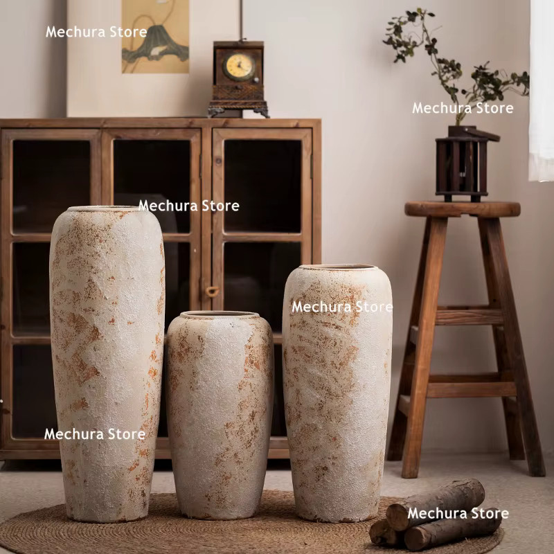 FYVA Keramik-Standvase im französischen Retro-Design und japanischen Wabi-Sabi-Stil für dein Wohnzimmer oder den Eingangsbereich - Bild 3