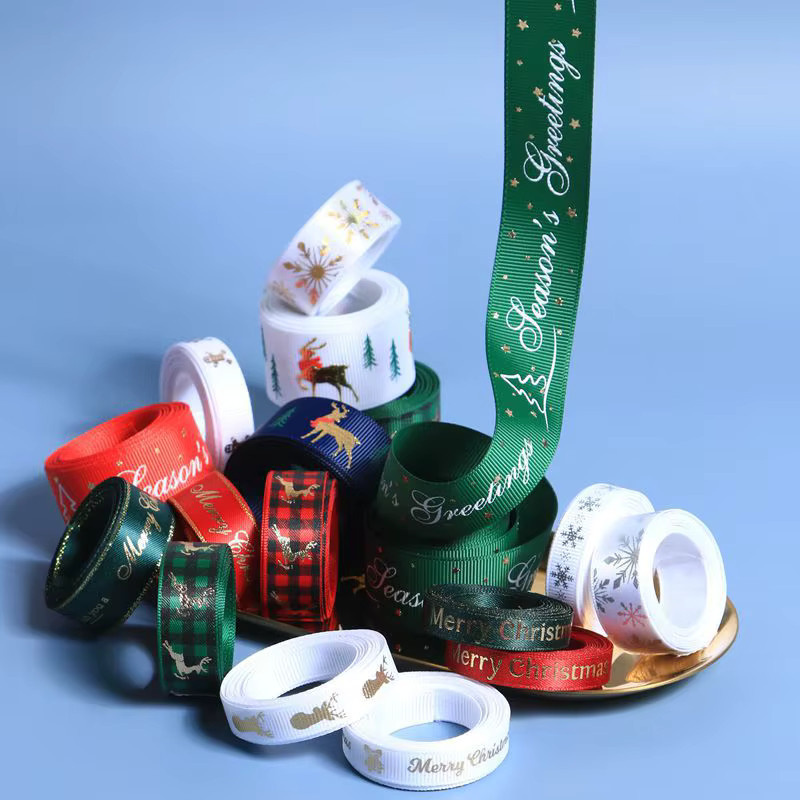 SUNEEYDAY Weihnachtsband mit Cartoon-Motiv für Geschenkverpackungen und DIY-Bastelarbeiten, 5 Meter, Mehrfarbig - Bild 2