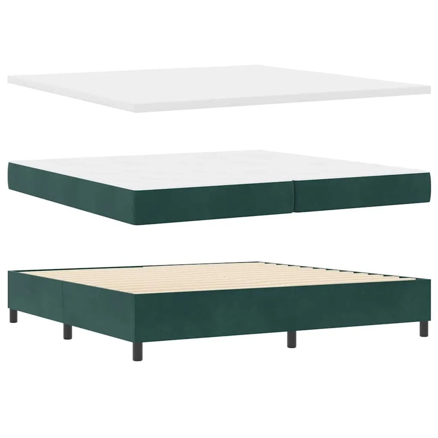 vidaXL Boxspringbett mit Matratze aus Samt in Dunkelgrün, B/T/H: 200 x 200 x 280 cm - Bild 2