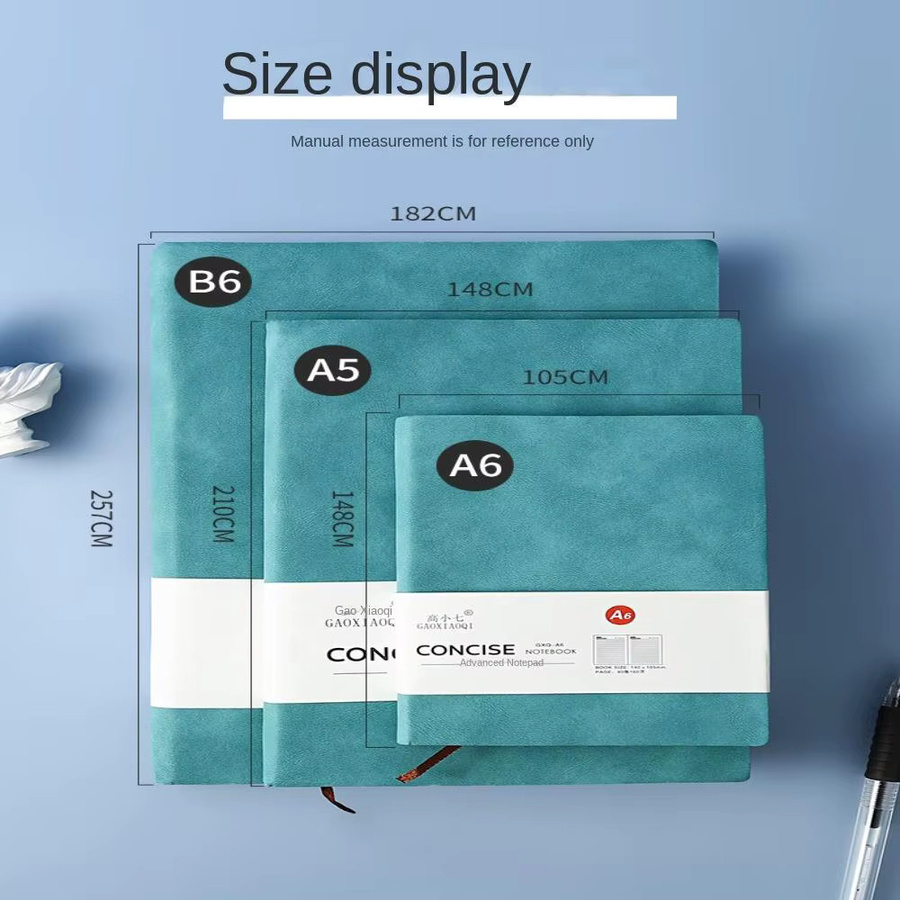 Retro Business Notizbuch und Wochenplaner aus Schaffell in Blau, A6 - Bild 3