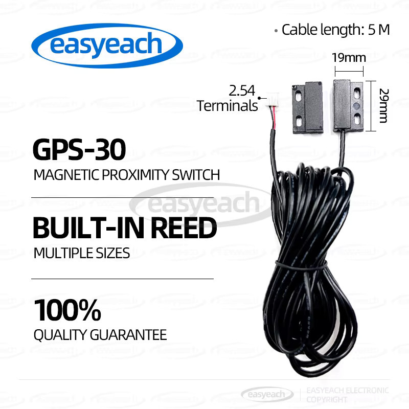easyeach GPS-30 Magnetischer Türsensor mit 5m Kabel, Wasserdichter NdFeB Magnetschalter für Garage und Rolltor, Schwarz oder Weiß - Bild 2