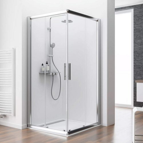 Schulte Duschkabine Kristall Trend Eckeinstieg mit Schiebetür, Farbe Silber, B/T/H: 90 x 80 x 185 cm - Bild 1