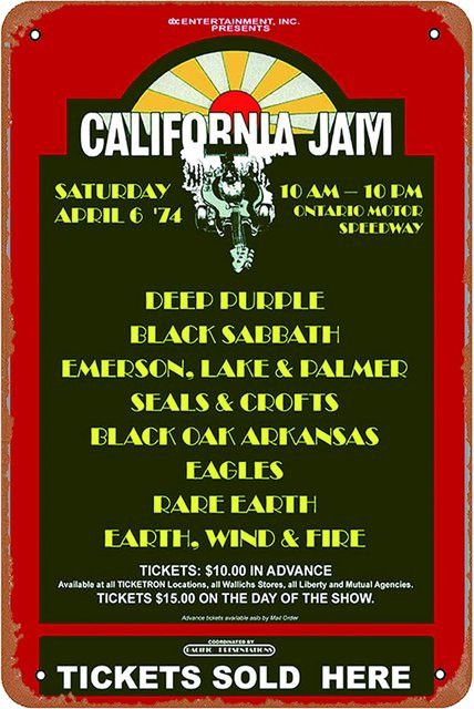 Potdemiel Metallblechschild California Jam 1974 Retro Wanddekoration Multicolor Höhe: 20 cm, Breite: 20 cm - Bild 1