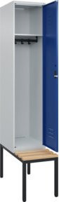 C+P Spind Classic PLUS Spind mit Sitzbank, 1 Abteil, Zylinderschloss, 4 Garderobenhaken, B/T/H: 212 x 40 x 81,5 cm - Bild 1
