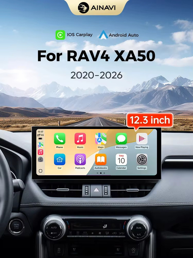 Ainavi 12,3 Zoll Autoradio für Toyota RAV4 2020 bis 2025 mit Wireless Carplay, Android Auto und 4G Multimedia-System in Schwarz - Bild 6