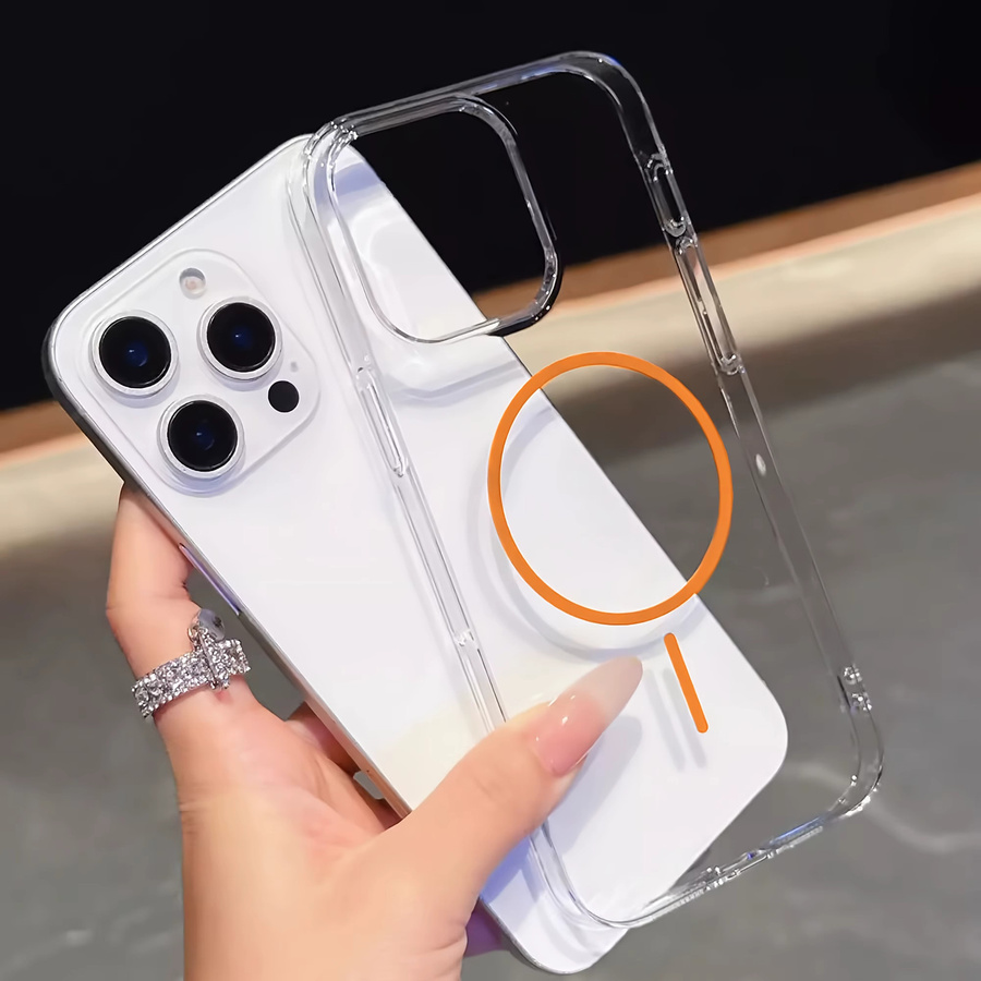Ojeleye MagSafe Schutzhülle für iPhone 11 12 13 14 15 16 Pro Max, transparente magnetische Wireless Charging Handyhülle - Bild 2