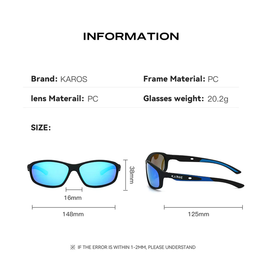 Karos Sonnenbrille, polarisiert, Vollrand, rechteckig, Kunststoff, black, Unisex - Bild 3