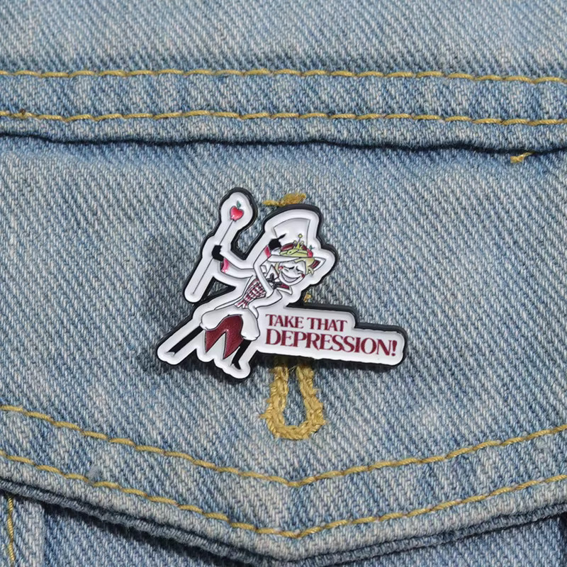 Emaille Pin Take That Depression, Bunt, Unisex - Bild 3