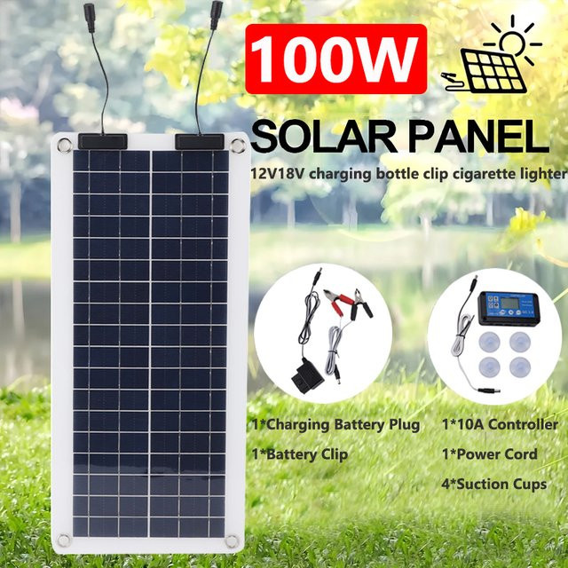 Luxuglow Solarpanel 100 W mit Dual-USB, wasserdichtes polykristallines Erhaltungsladegerät für den Außenbereich in Blau - Bild 1